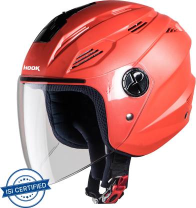 Steelbird SBA-6 Hook Open Face Helmet in Red with Plain Visor Motorbike Helmet