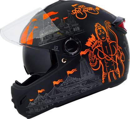 Steelbird SBH-34 Jai Shree Ram Reflective ISI Certified Full Face Graphic Helmet Motorbike Helmet