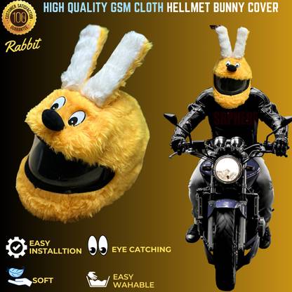 SMILEHUB 100% Premium Quality Bunny Helmet Covers Funny Yellow Motorbike Helmet