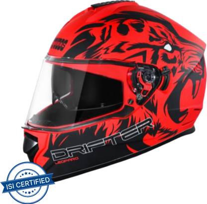STUDDS Drifter D2 Full Face Helmet with Clear Visor (Matt Red N9, L) Motorbike Helmet