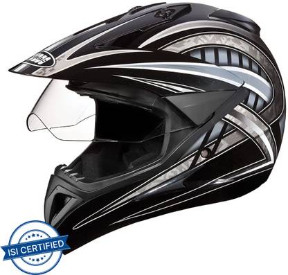 STUDDS Motocross D2 with Visor Motorbike Helmet  (Black)