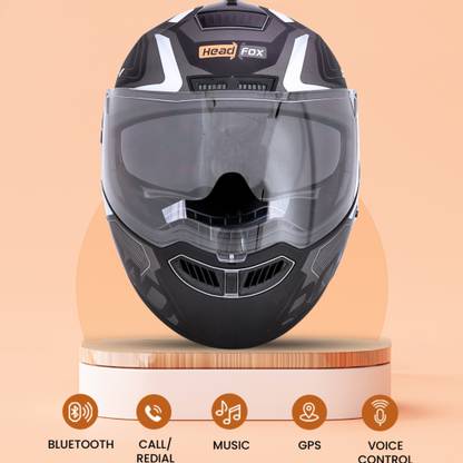 HEADFOX N2 Air 7 Smart Bluetooth Calls | Voice Asst. | GPS | Waterproof | Music Road DV Motorbike Helmet