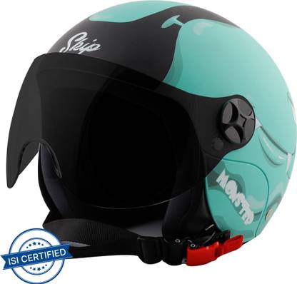 Steelbird Skip Toad Open Face ISI Certified Helmet for Kids Fitted with Clear Visor Motorbike Helmet