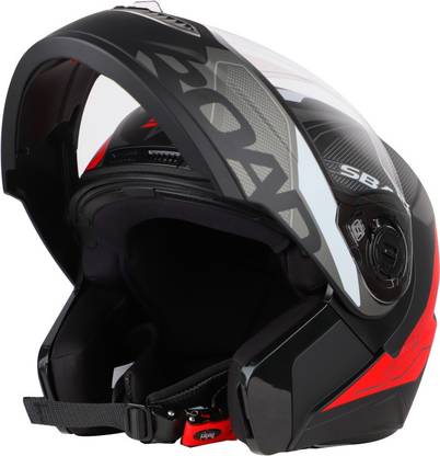 Steelbird SBA-7 ROAD GLOSSY BLACK WITH RED Motorbike Helmet