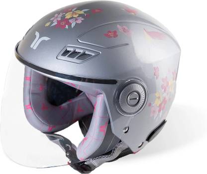 TVARRA Blossom Open Face Silver Haze Women's Helmet, Small,Printed Design,ISI certified Motorbike Helmet