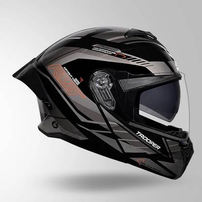 STUDDS Trooper D4 isi & Dot Certified Flip-up Full Face with Dual Visor 600MM Motorbike Helmet