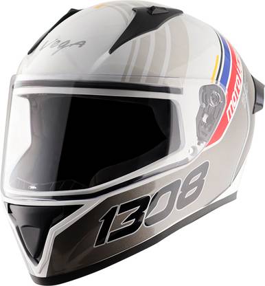 VEGA Southpaw Left Hander White Grey Large Size Motorbike Helmet