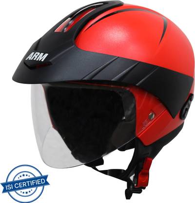 Steelbird SBH-33 ARM Open Face Helmet with Peak Cap in Dashing Red Motorbike Helmet