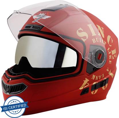 Steelbird SBA-1 TANK Double Visor Full Face Graphics Helmet, Inner Silver Sun Shield Motorbike Helmet