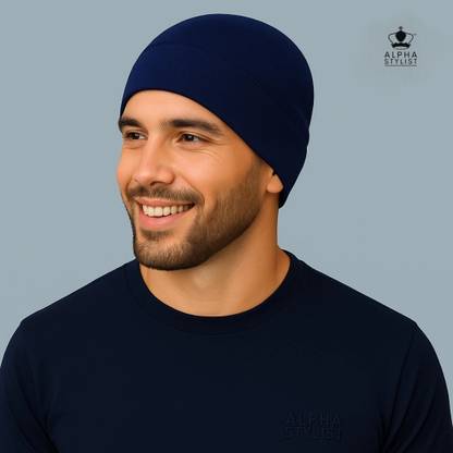 ALPHA STYLIST Blue Helmet Skull Cap for Men