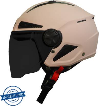 Steelbird Open Face Helmet, ISI Certified Helmet in Matt Light Pink with Smoke Visor Motorbike Helmet