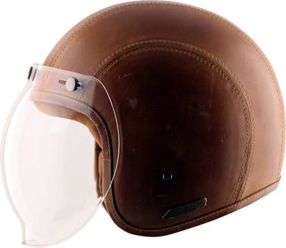Axor Retro Jet leather Burnt Motorbike Helmet