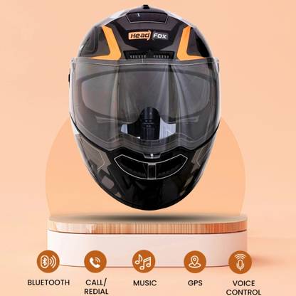 HEADFOX N2 Air 7 Smart Bluetooth Music | Calls | GPS | Waterproof | Voice Asst. Road DV Motorsports Helmet