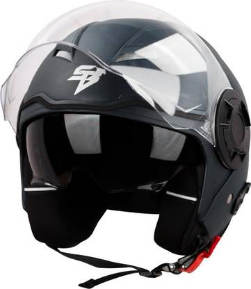 Steelbird SBH-31 DRX DASHING BLACK CLEAR VISOR WITH INNER SUN SHIELD Motorbike Helmet