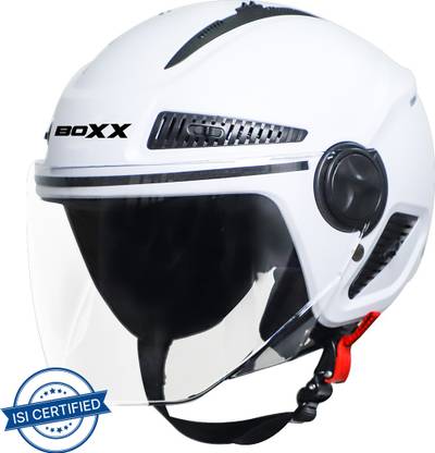 Steelbird BoXX Dashing Open Face Helmet, ISI Certified Helmet in Dashing White Motorbike Helmet