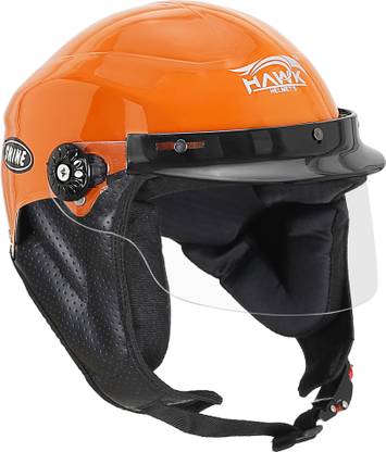 HAWK Nikko Open Face Glossy Finish Helmet With Visor with Clear For Women Motorbike Helmet