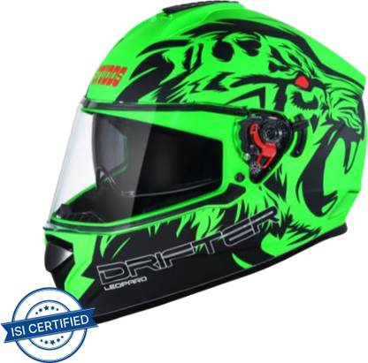 STUDDS Drifter D2 Full Face Helmet with Clear Visor (Matt Green N9, M) Motorbike Helmet