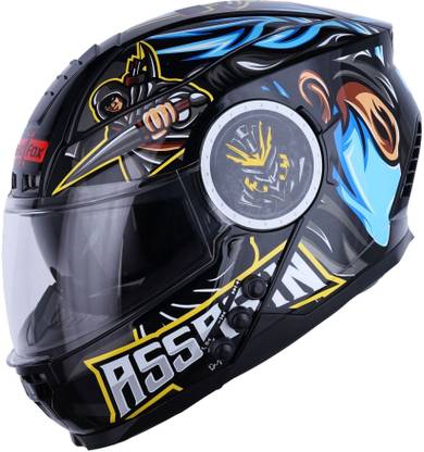 HEADFOX Assasin H4 Smart Bluetooth Helmet with Strap ON | Calls | Music | Voice Asst. DV Motorbike Helmet