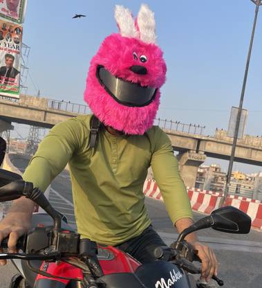 SRPHERE SOFT FUNNY PINK BUNNY COVER Motorbike Helmet