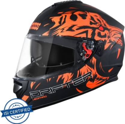 STUDDS Drifter D2 Full Face Helmet with Clear Visor (Matt Black N10, M) Motorbike Helmet