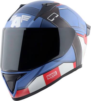 VEGA Bolt Marvel Captain America Motorbike Helmet  (Dull Blue Red White)