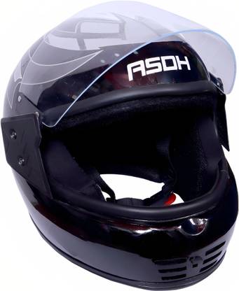 ASDH FULL FACE HELMET (ISI APPROVED) Motorbike Helmet (SILVER AND BLACK) Motorbike Helmet