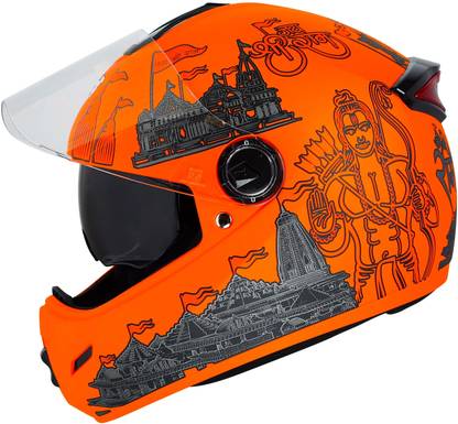 Steelbird SBH-34 Jai Shree Ram Reflective ISI Certified Full Face Graphic Helmet Motorbike Helmet