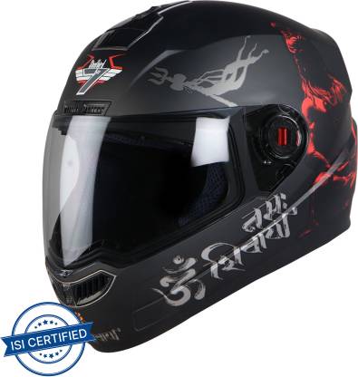 Steelbird SBA-1 Mahadev Full Face Helmet in Matt Black/Red with Clear Visor Motorbike Helmet