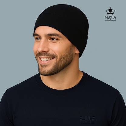 ALPHA STYLIST Black Helmet Skull Cap for Men & Women