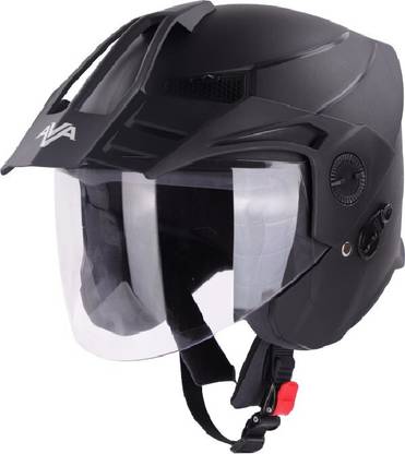 Steelbird SBH-23 AVA OPEN FACE HI- QUALITY DASHING BLACK WITH PEAK SIZE 600 MM Motorbike Helmet