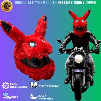SRPHERE Pikachu Helmet Cover for Riders | Motorcycle Bunny Helmet Cover - Red Helmet Buckle Clip