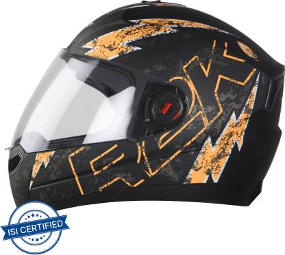 Steelbird SBA-1 R2K LIVE Full Face Helmet in Matt Black Orange Motorbike Helmet