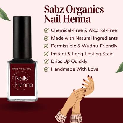 SABZ ORGANICS Nail Heena Mehendi Dark Maroon Wudu Friendly Natural Mehendi