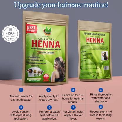 NatureNova Herbals Pure Henna Powder | With Amla, Neem | Control Hair Fall