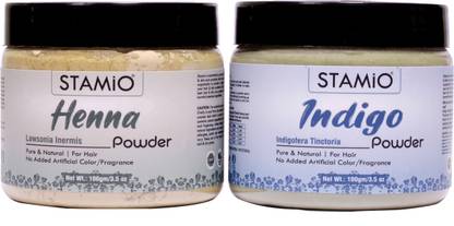STAMIO Henna Powder and Indigo Powder Combo for Hair Colour (100gm, Pack of 2)