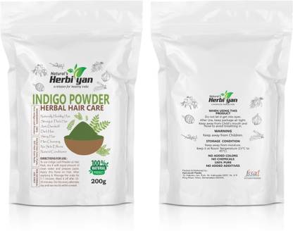 Natural's Herbiyan Organics 100% Pure Herbal Indigo Heena Powder For Hair Color