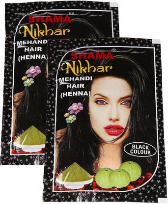 Shama Nikhar Black Coloured Hair Mehandi For Unisex - Pack Of 2 (45g)