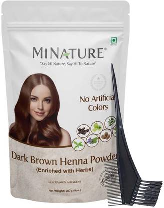 mi nature Henna Powder (Dark Brown Henna With Herbs) 100% Pure