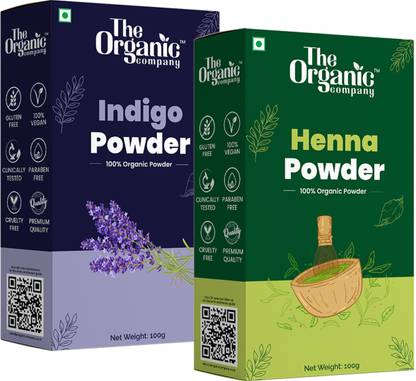 The Organic Company 100% Herbal Henna Indigo Powder for Natural Hair Coloring, Protects hair Damage