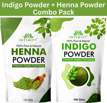 INTIMIFY Indigo Powder and Herbal Henna Mehendi Powder Combo Pack