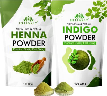 INTIMIFY Henna Indigo Leaf Powder Combo Pack for Hair Colour & Hair Care