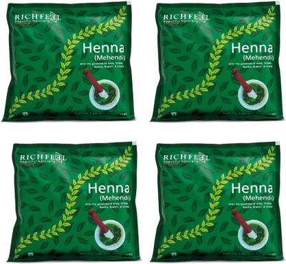 RICHFEEL Henna Mehendi Powder| Natural Hair Colour with Amla|100 g (Pack of 4)