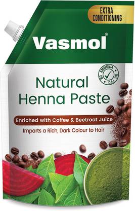 VASMOL Natural Henna Paste, Ready to use, Dark Colour to Hair with Extra Conditioning