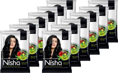 निशा Hair Color Henna Based Hair Powder Dye For Hair Coloring 25gm each pack (Pack of 12)