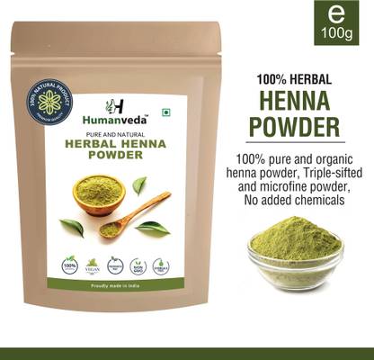 Humanveda 100% Pure Henna Powder for Hair Colour, Makes Hair Soft, Silky, Smooth & Shiny