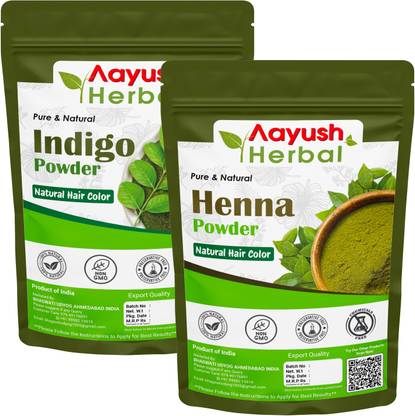 Aayush Herbal AAYUSH INDIGO & HENNA POWDER 100% NATURAL HAIR COLOR (100g EACH)