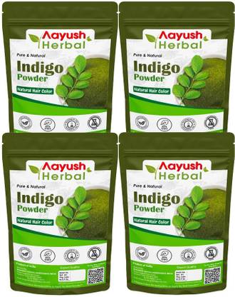 Aayush Herbal 100% Natural Organic Indigo Leaf Powder for Hair Colour (50gX4) PACK 4