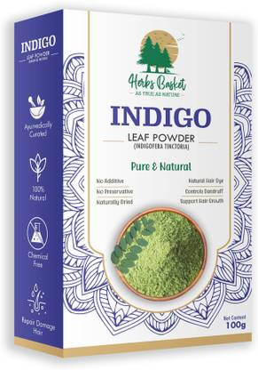 HERBS BASKET Indigo Leaves Powder - 100g | Good for Hair Colour | Pure & Natural