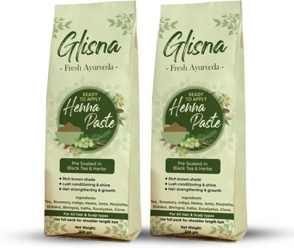 Glisna Ready to Apply Henna Paste,Organic,Mehandi Hair Color for Rich Brown Pack of 2