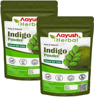 Aayush Herbal Organic Indigo Powder for Hair - 100% Natural Hair color (100gx2)